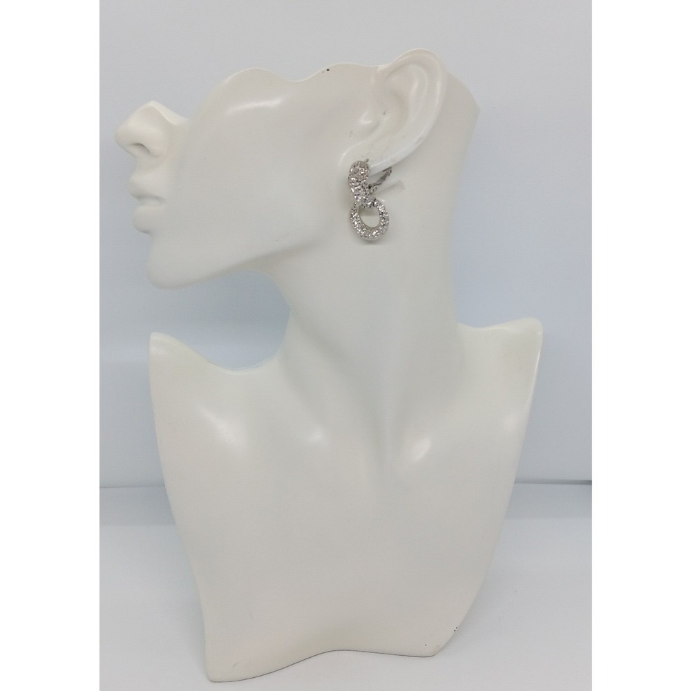 Sarah Coventry Silver Tone Textured Hoop Dangling Clip On Earrings Vintage Style